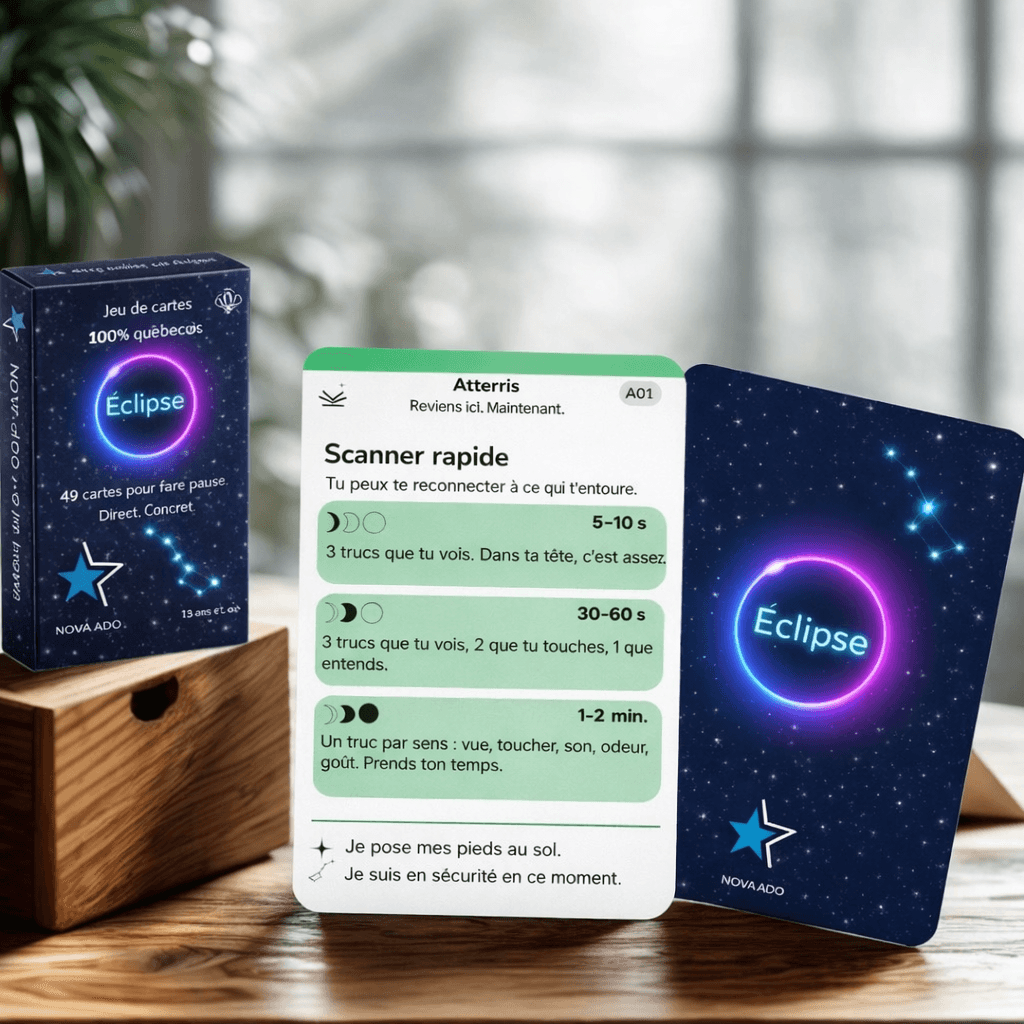 Jeu Éclipse — boîte et cartes pour faire pause